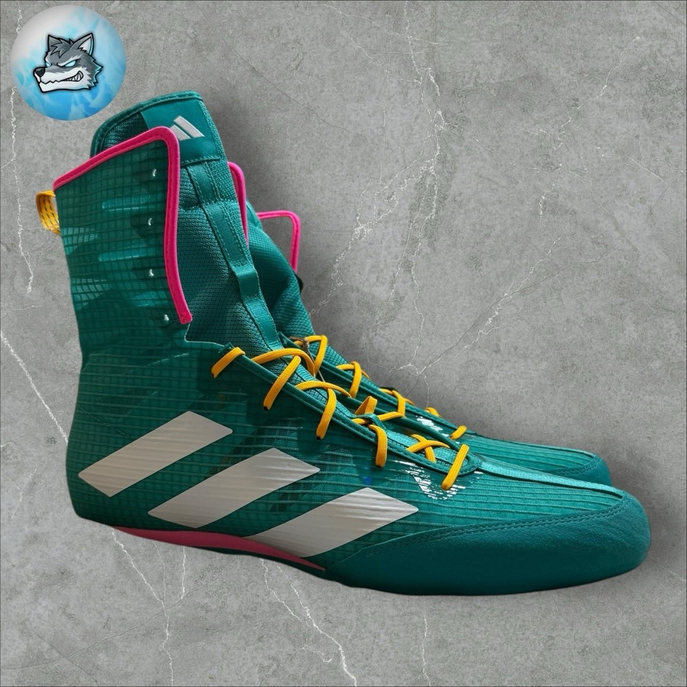 adidas Box Hog 4 Boxing Shoes Pure Teal Lucid Pink Men's Size 10 JR5382